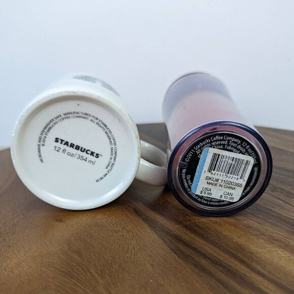 Starbucks 2011 Red and Black Travel Mug & White Regular Mug 12oz - Picture 4 of 8